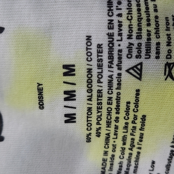Disney WMS M Tee T Shirt Yellow Grey Mickey Mouse Tie Dye Long Sleeve Athleisure - Picture 7 of 7